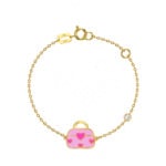 18K Gold Little Lady's Bag Enamel Kids Bracelet