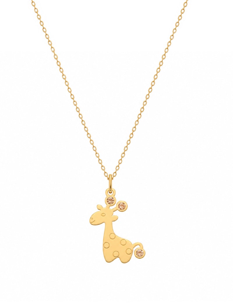 18K Gold Safari Smiles Giraffe Newborn Necklace
