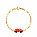 18K Gold Tiny Rider Enamel Cuban Link Kids Bracelet