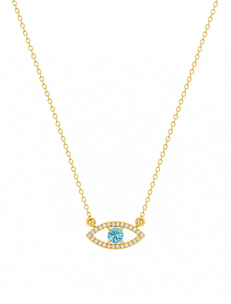 18K Gold Sparkling Eye Necklace