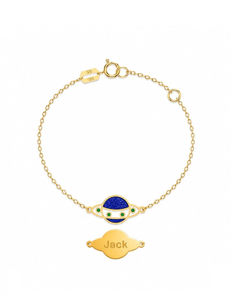 18K Gold Customized Spaceship Newborn Bracelet
