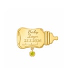 18K Gold Customized Baby Bottle & Birthstone Newborn Pin
