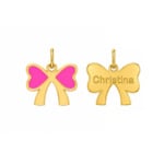 18K Gold Customized Princess Bow Newborn/Kids Pendant