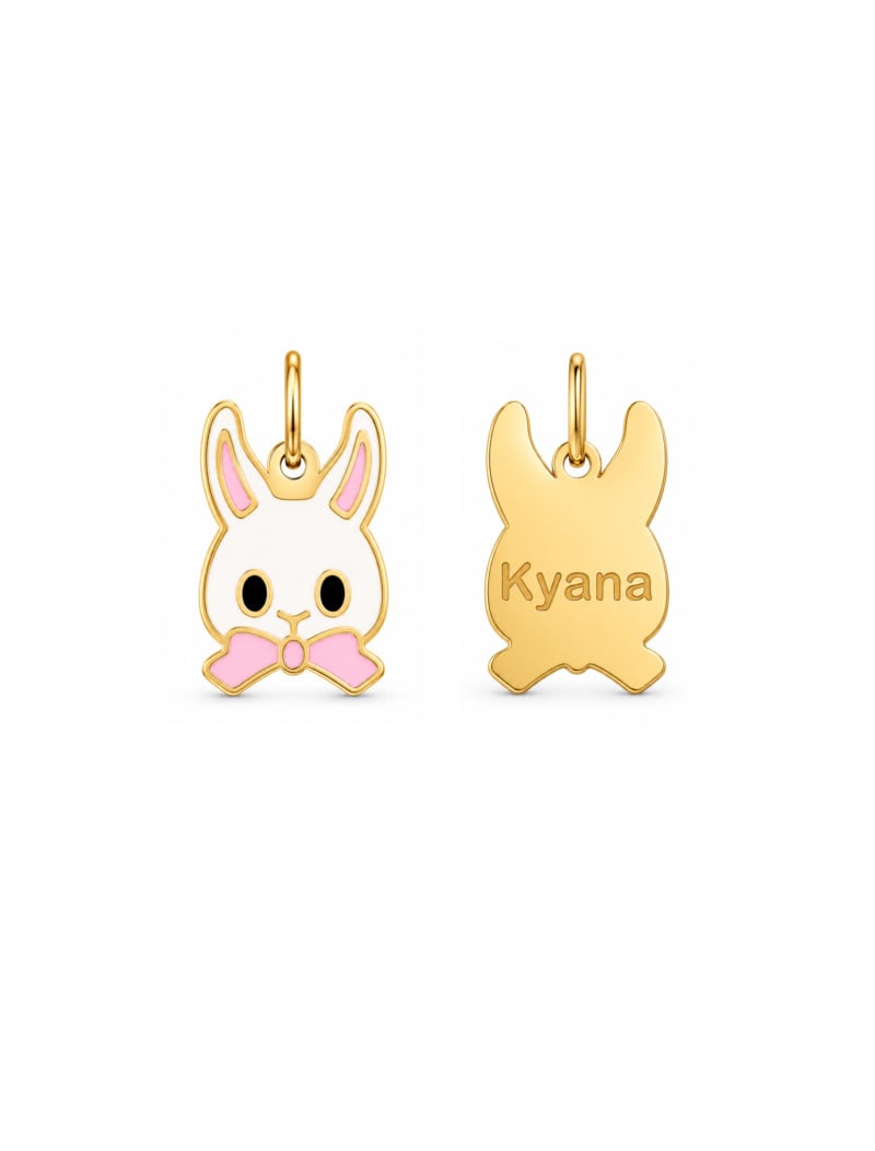 18K Gold Customized Little Bunny Newborn/Kids Pendant