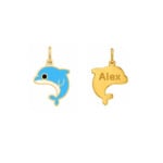 18K Gold Customized Dolphin Newborn/Kids Pendant
