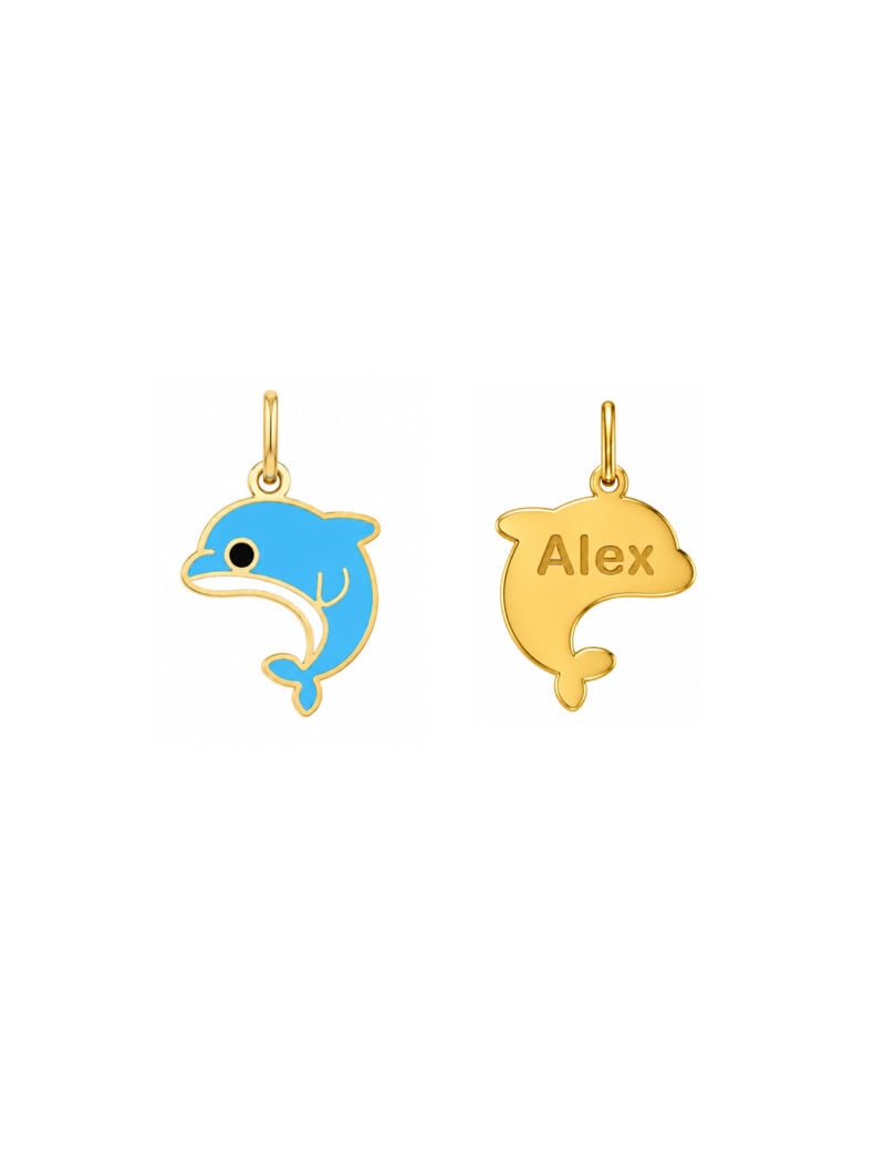 18K Gold Customized Dolphin Newborn/Kids Pendant