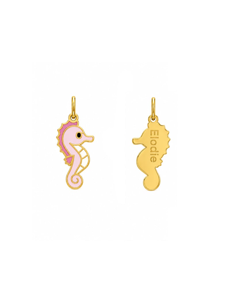 18K Gold Customized Seahorse Newborn/Kids Pendant