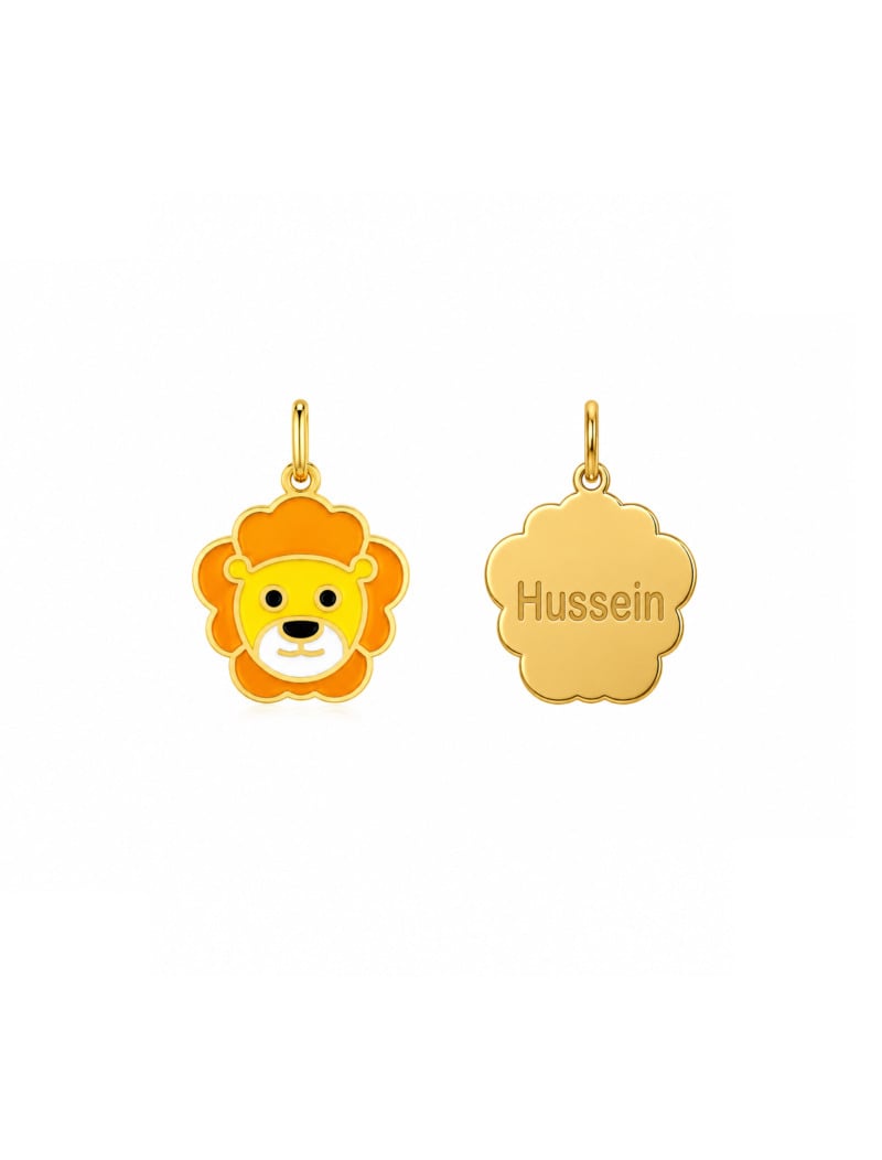 18K Gold Customized Little Lion's Roar Newborn/Kids Pendant
