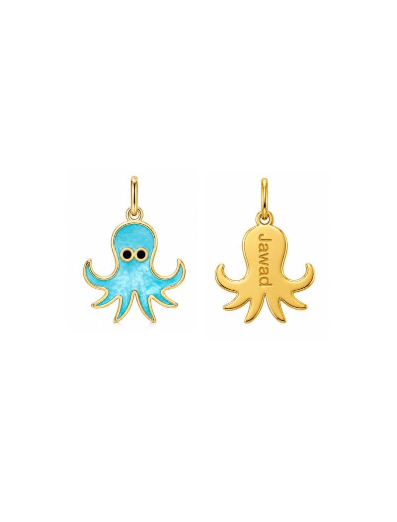 18K Gold Customized Octopus Newborn/Kids Pendant
