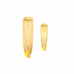 18K Gold Customized  Luna Enamel Hair Clip