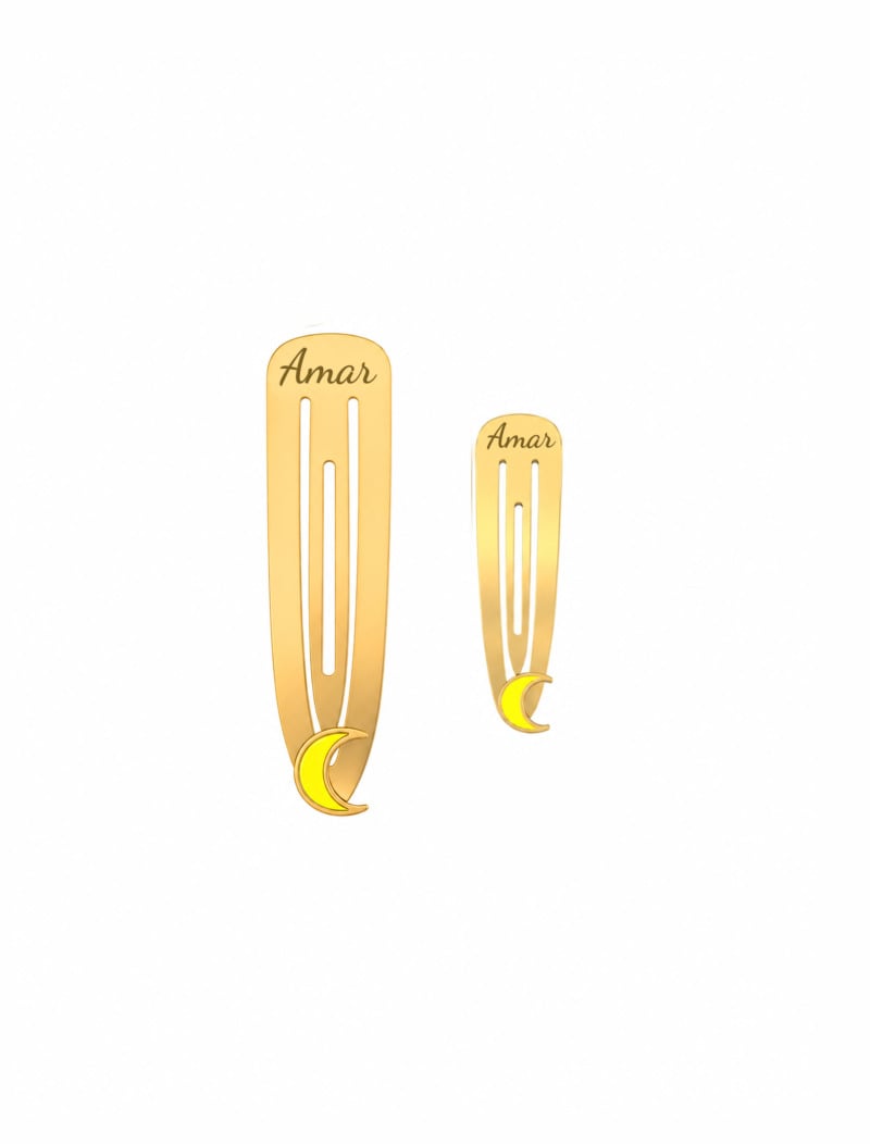 18K Gold Customized  Luna Enamel Hair Clip