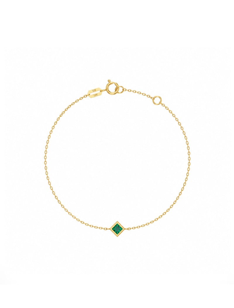 18K Gold Little Square of Me Birthstone Bracelet