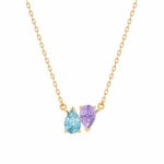18K Gold Mirrored Pear Birthstone Necklace