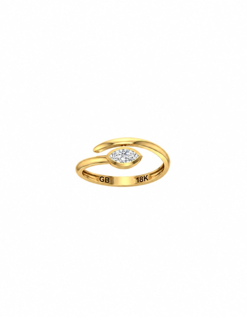 18K Gold Floating Marquise Birthstone Ring
