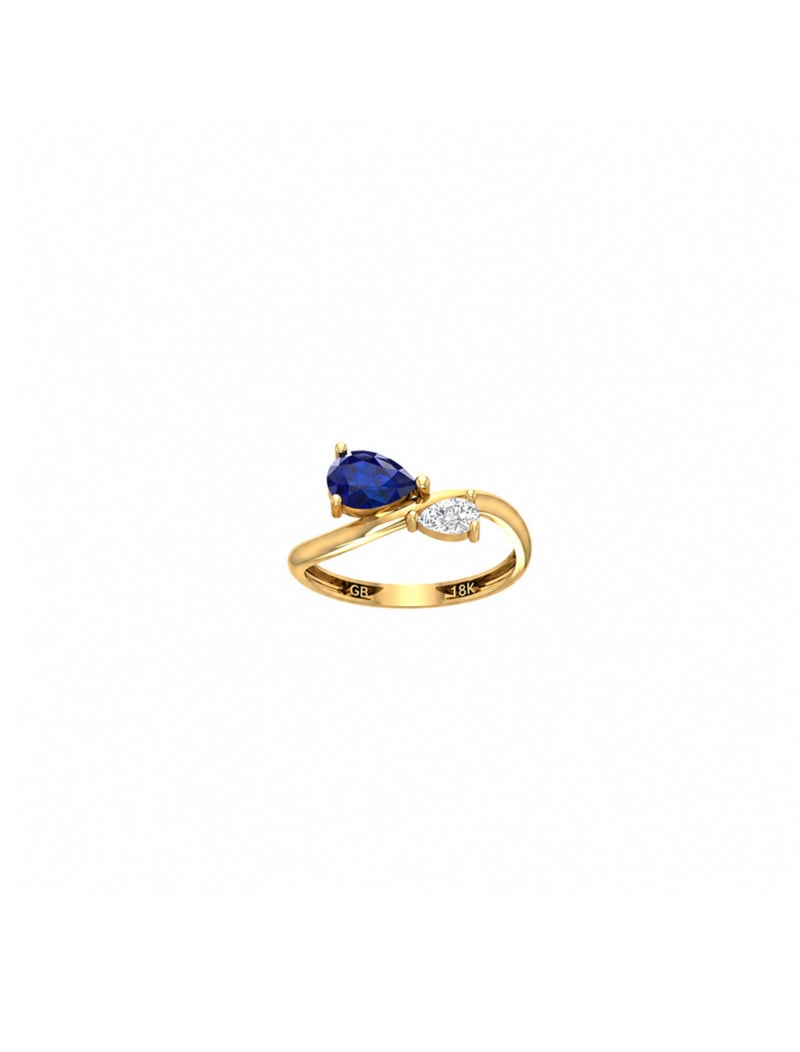 18K Gold Pear With Me Birthstone Ring