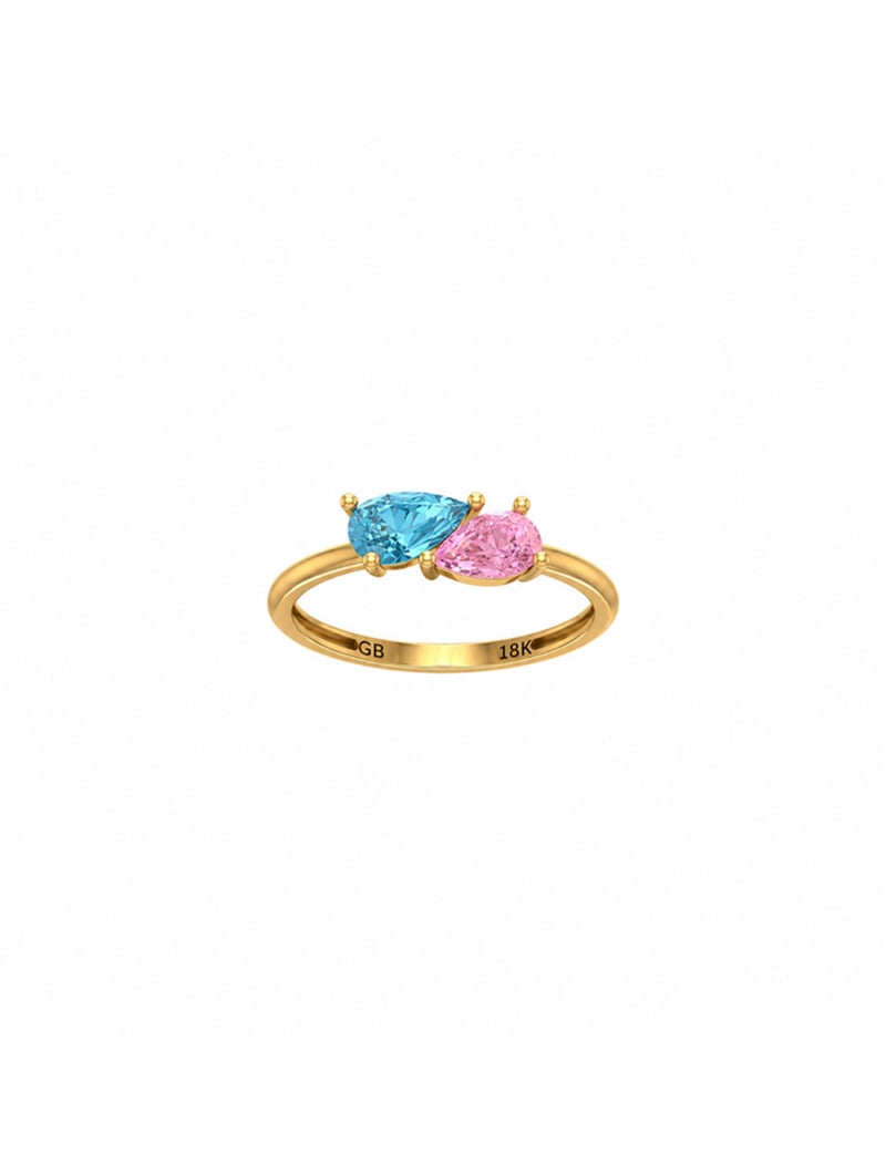 18K Gold Pears Meant to Be Birthstone Ring